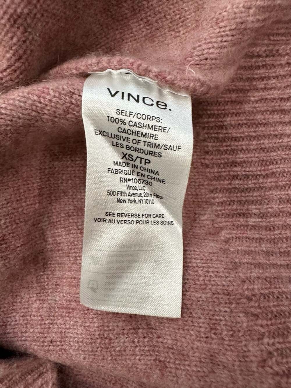Vince. Women's Rosewood 100% Cashmere Relaxed Mock Neck Sweater Size XS - Picture 4 of 5